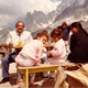 Khaldoun with daughters Saba, Sana, Jana Alnaqeeb and the nanny Mary Helen Perriera. Mont Blanc, France. 1986